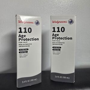 2xWalgreens Age Protection SPF 110 Oil Free Face Lotion Sunscreen 3.4oz EXP 2026